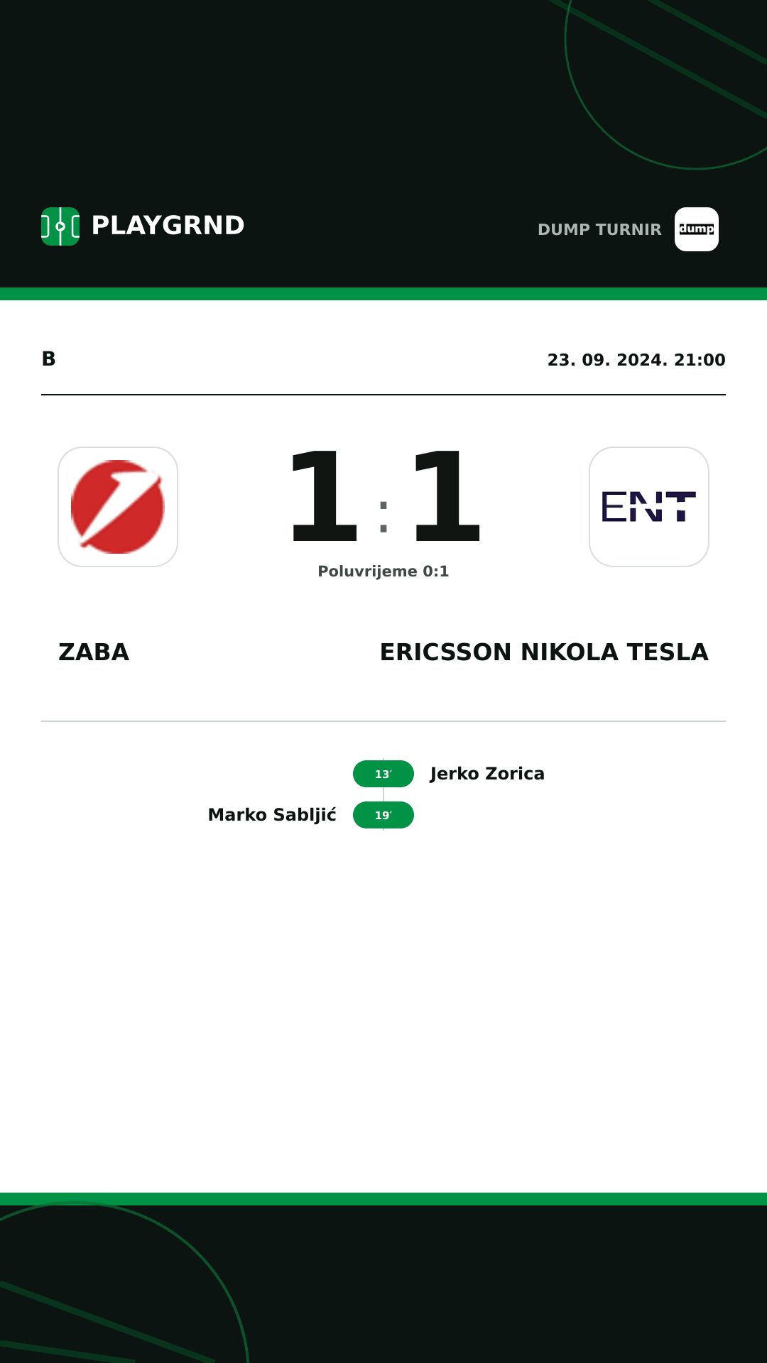 Instagram slika: ZABA 1:1 Ericsson Nikola Tesla