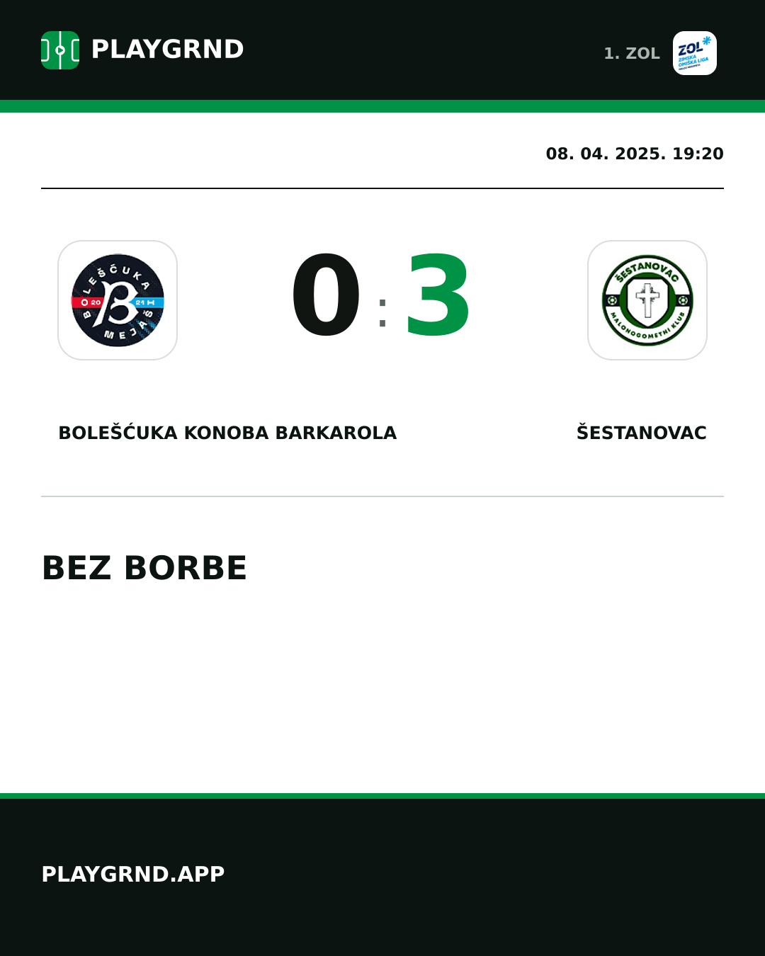Instagram slika: Bolešćuka Konoba Barkarola 0:3 Šestanovac