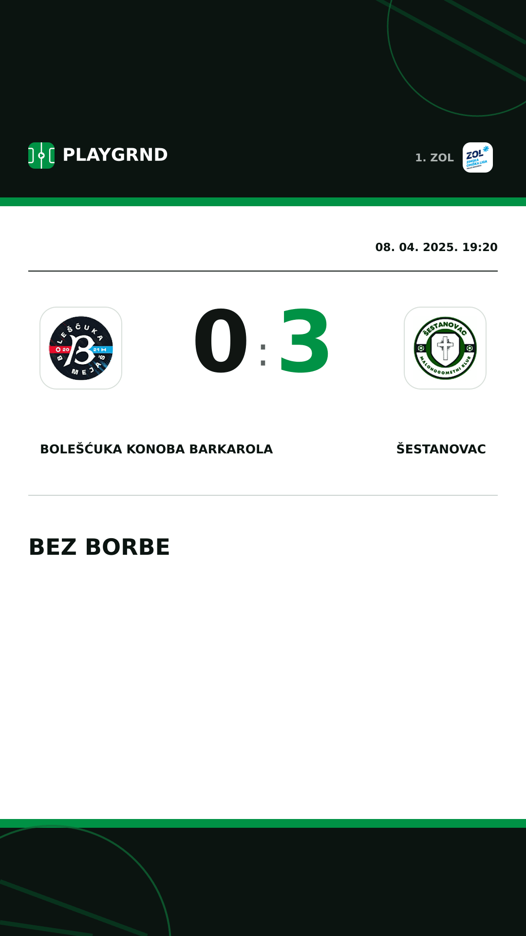 Instagram slika: Bolešćuka Konoba Barkarola 0:3 Šestanovac