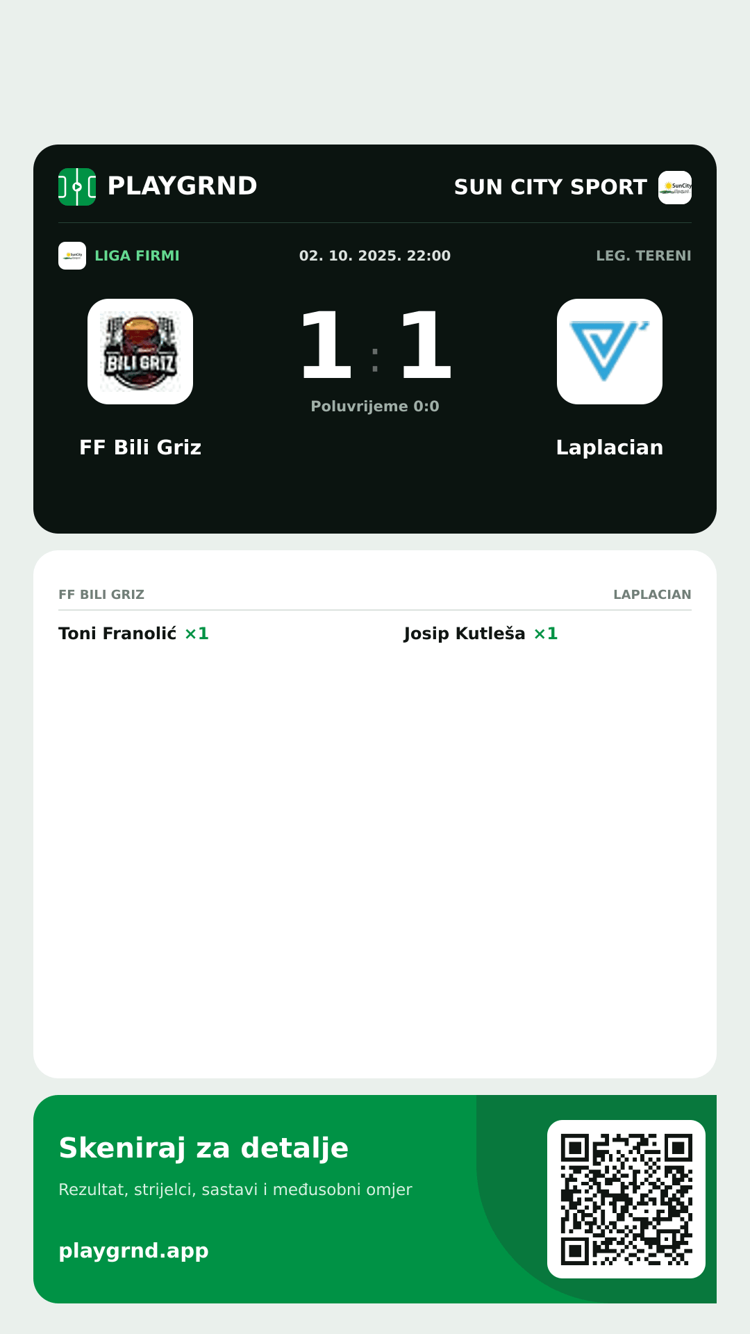 Story slika: FF Bili Griz 1:1 Laplacian