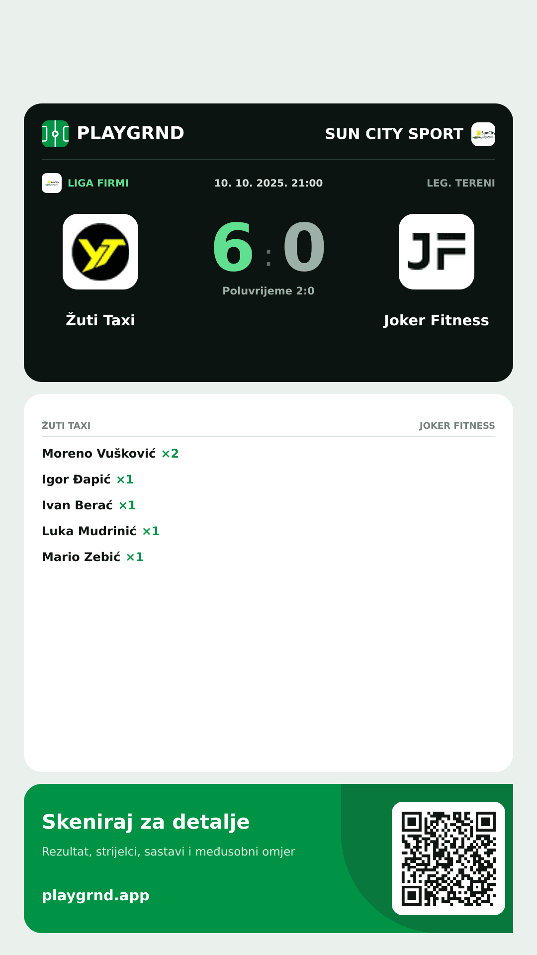 Story slika: Žuti Taxi 6:0 Joker Fitness