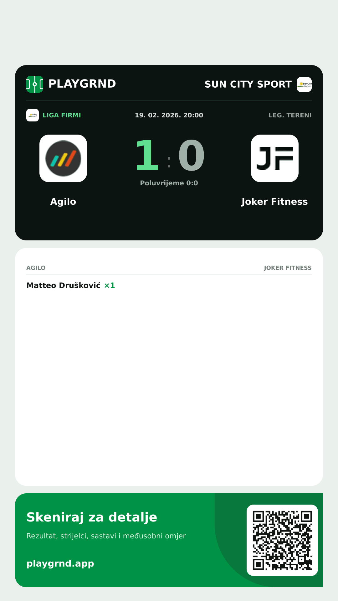 Story image: Agilo 1:0 Joker Fitness