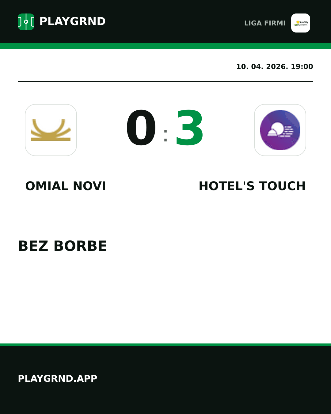 Instagram slika: Omial Novi 0:3 Hotel's Touch