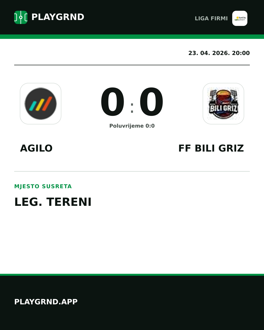 Instagram slika: Agilo 0:0 FF Bili Griz
