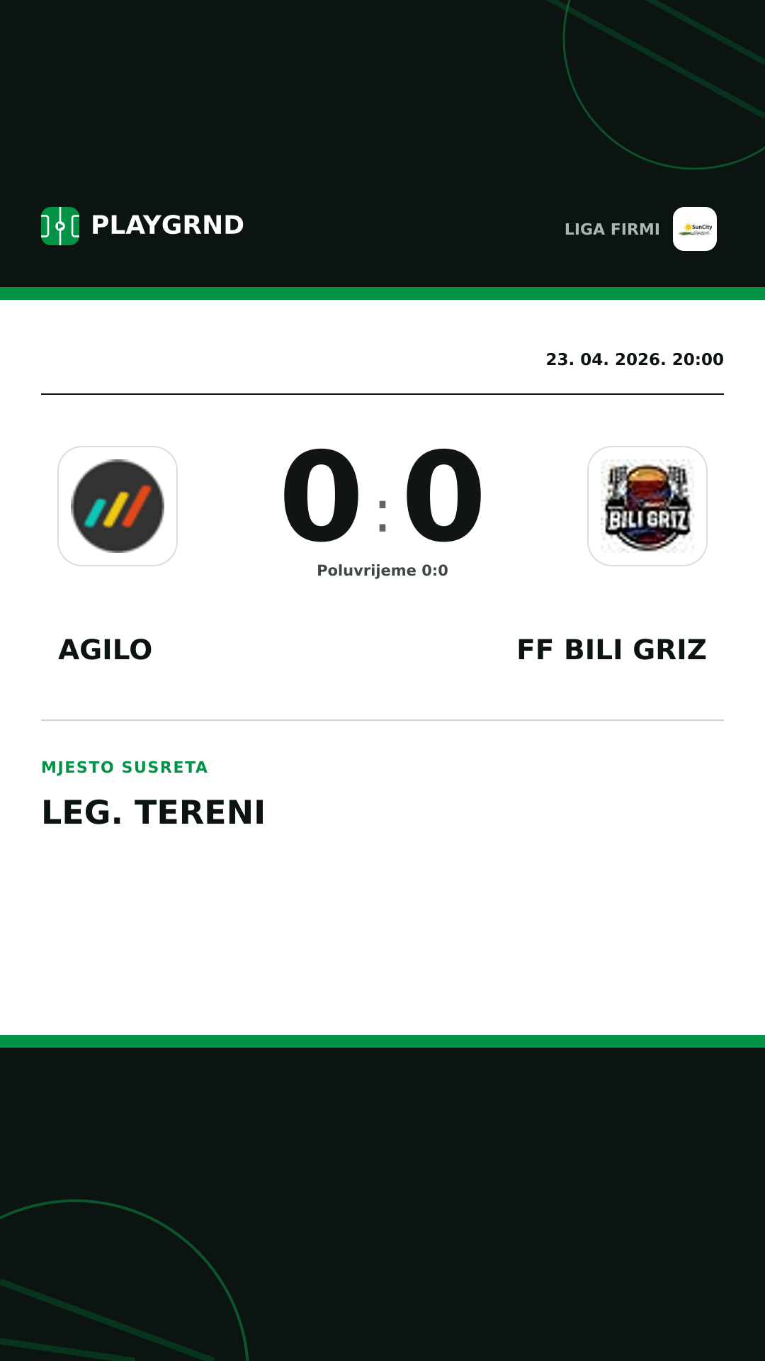 Instagram slika: Agilo 0:0 FF Bili Griz
