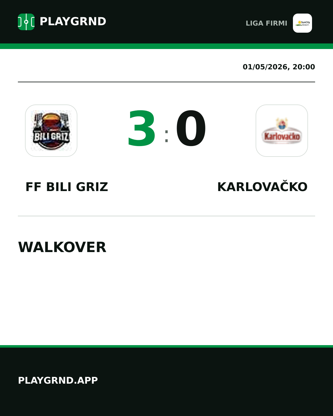 Instagram artwork: FF Bili Griz 3:0 Karlovačko