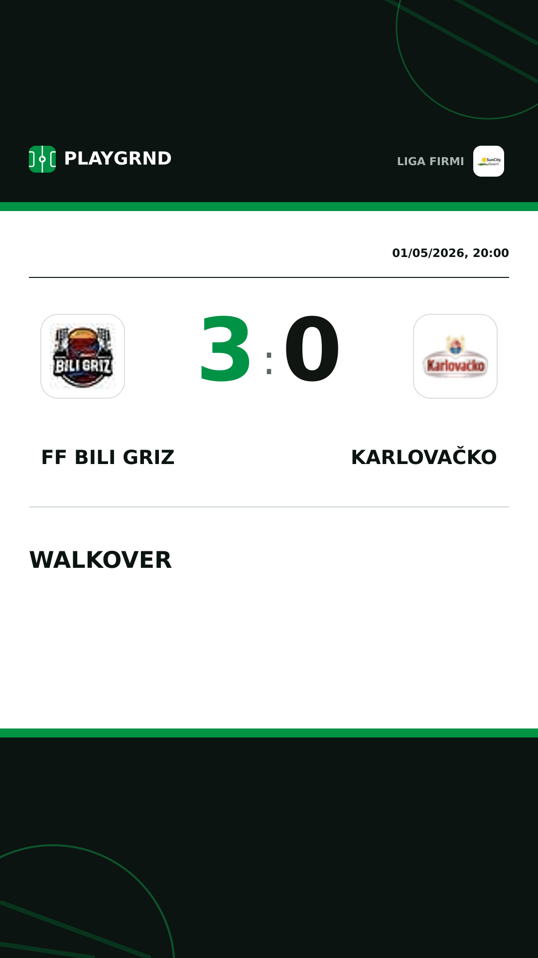 Instagram artwork: FF Bili Griz 3:0 Karlovačko