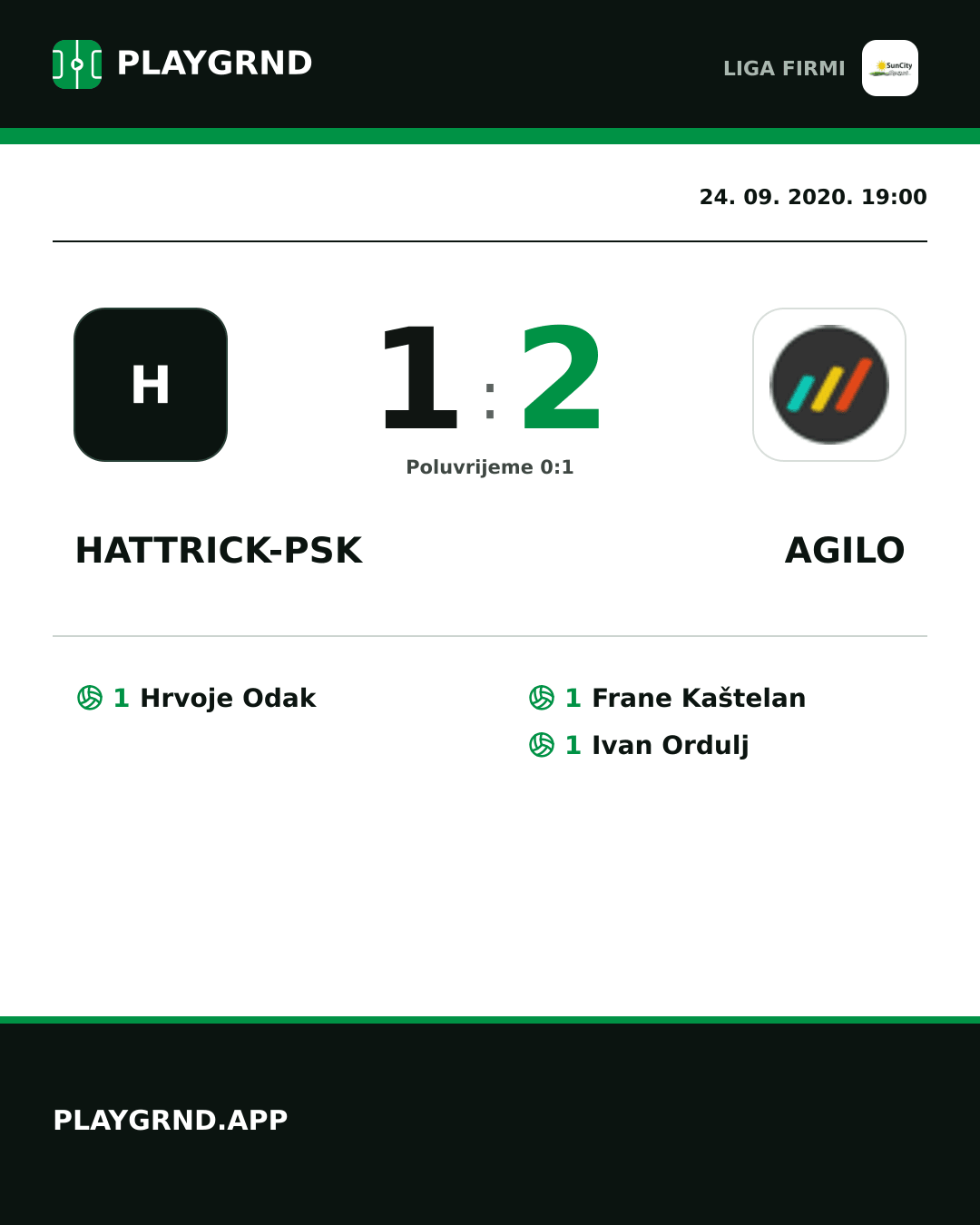 Instagram slika: Hattrick-Psk 1:2 Agilo