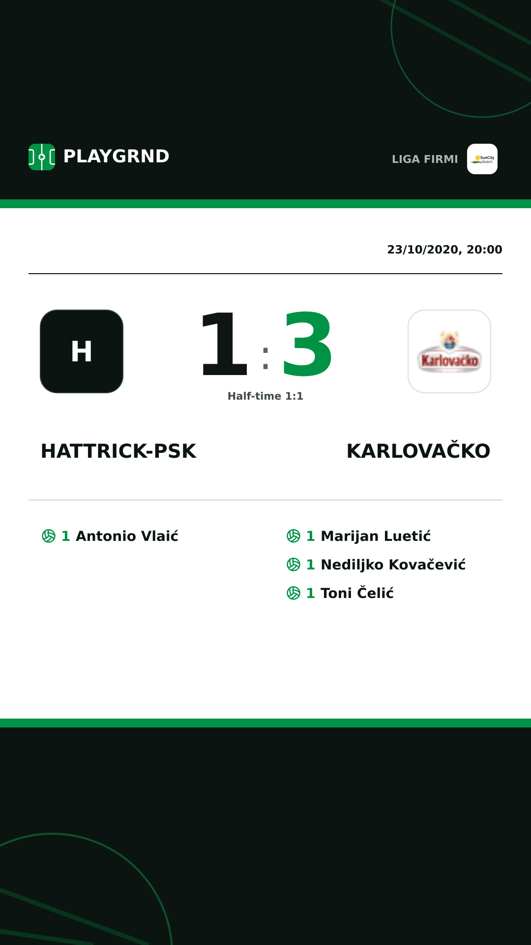 Instagram artwork: Hattrick-Psk 1:3 Karlovačko