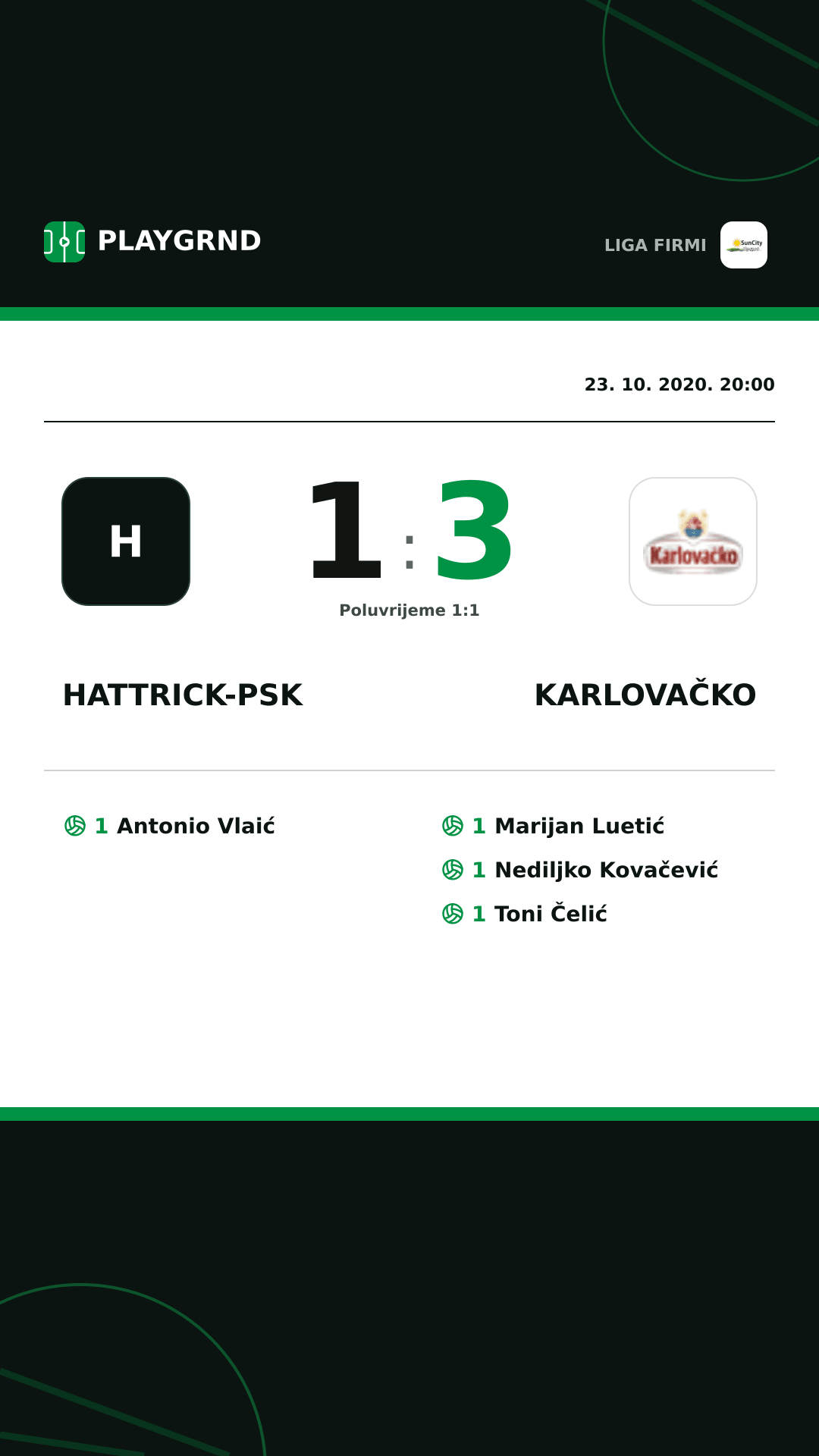 Instagram slika: Hattrick-Psk 1:3 Karlovačko