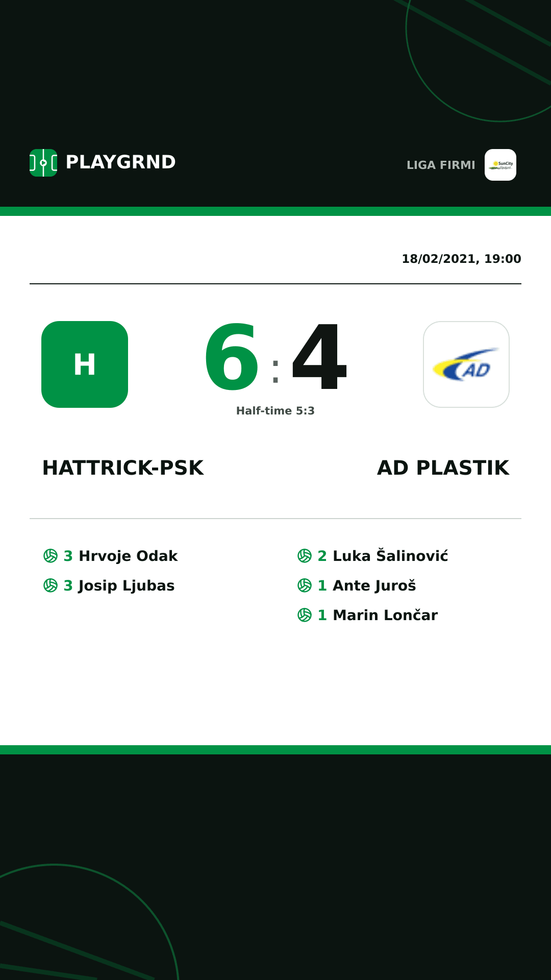 Instagram artwork: Hattrick-Psk 6:4 AD Plastik