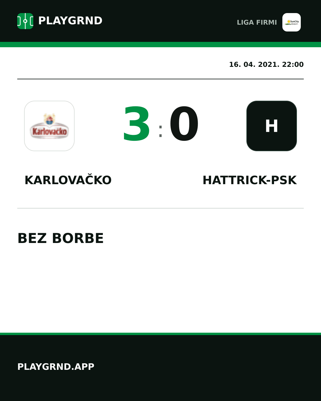 Instagram slika: Karlovačko 3:0 Hattrick-Psk