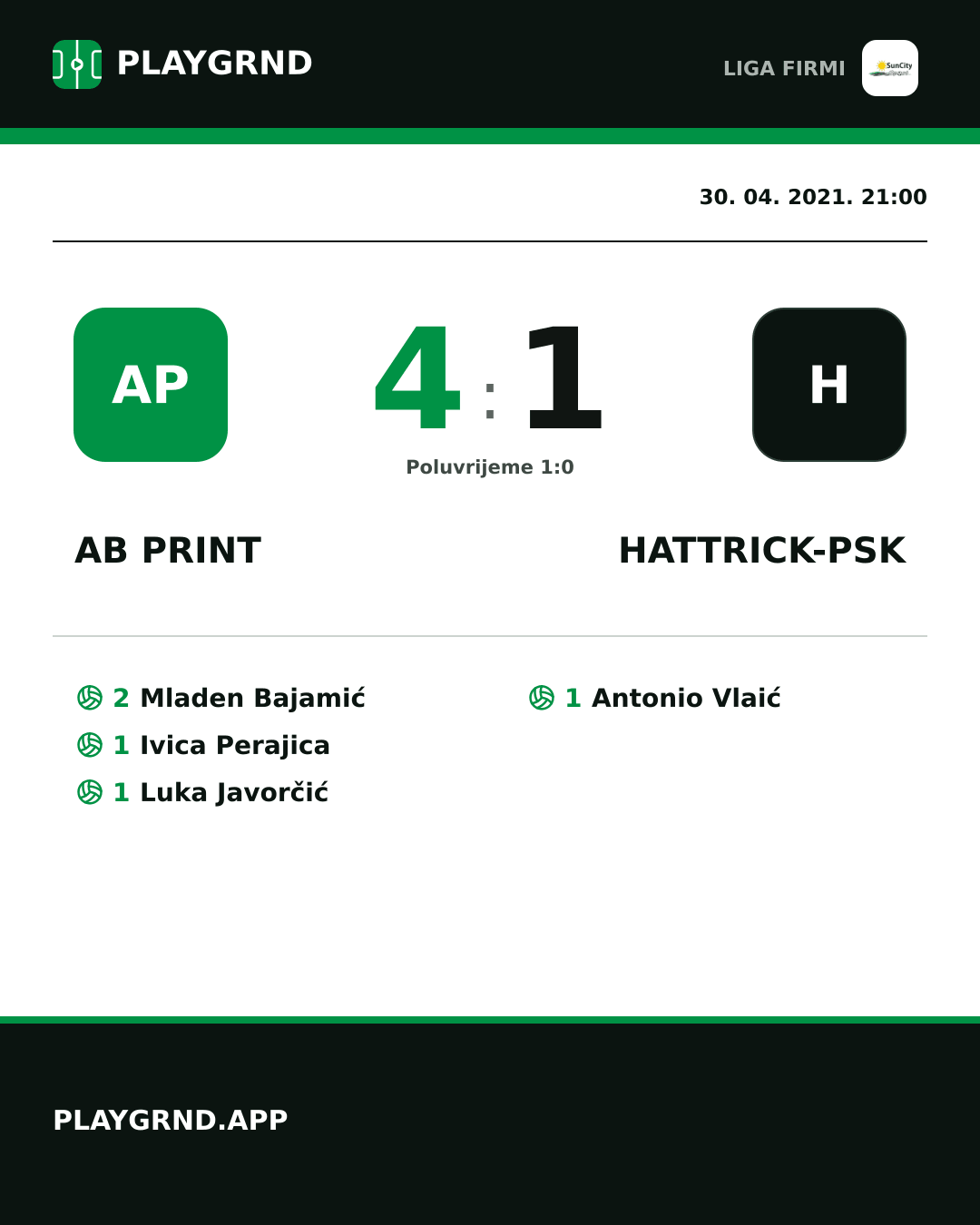 Instagram slika: AB Print 4:1 Hattrick-Psk