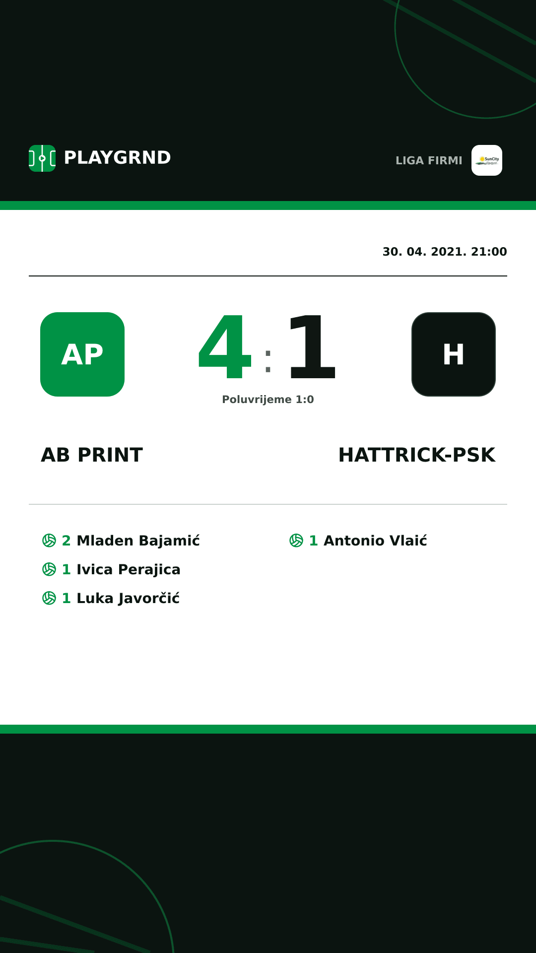 Instagram slika: AB Print 4:1 Hattrick-Psk