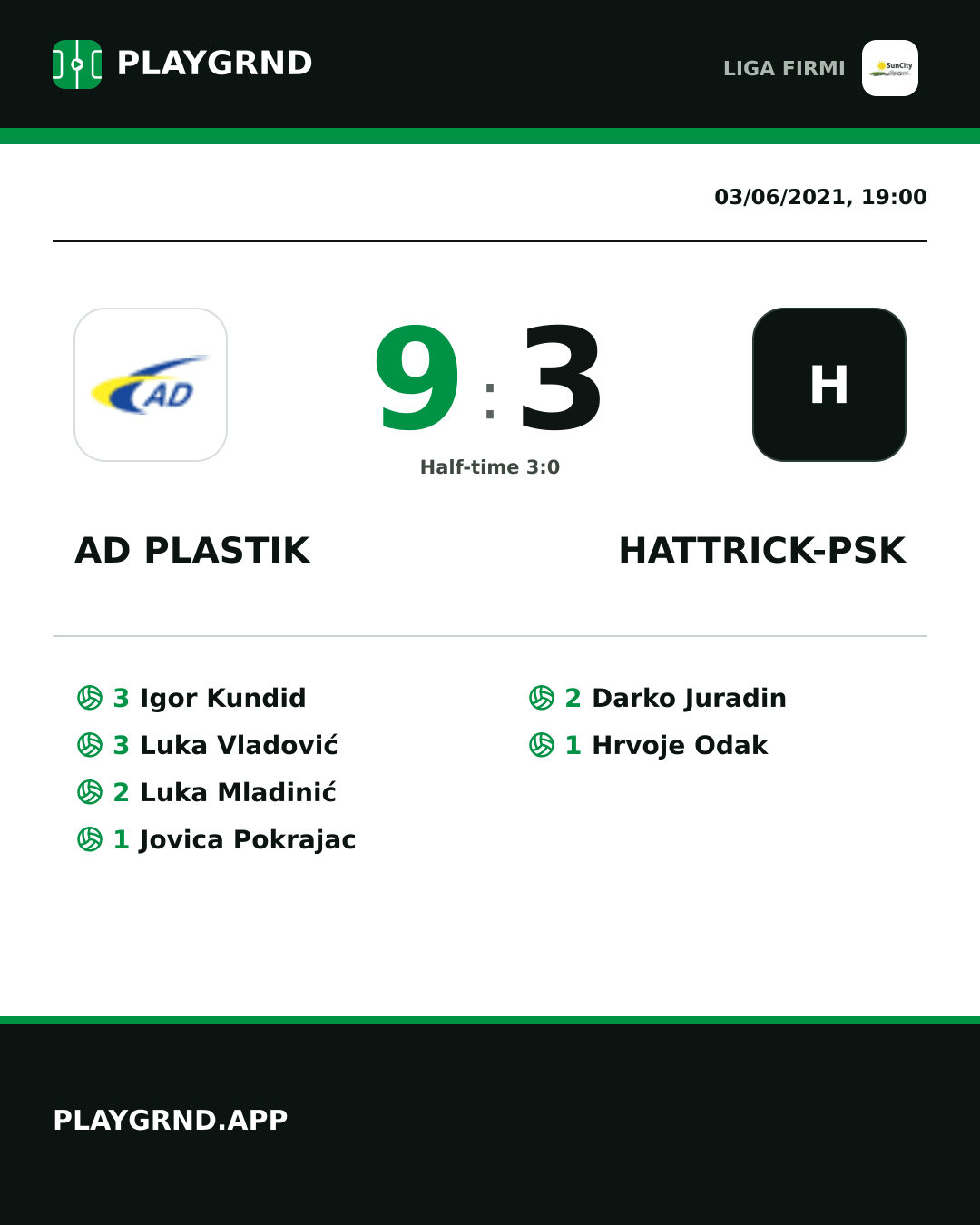 Instagram artwork: AD Plastik 9:3 Hattrick-Psk