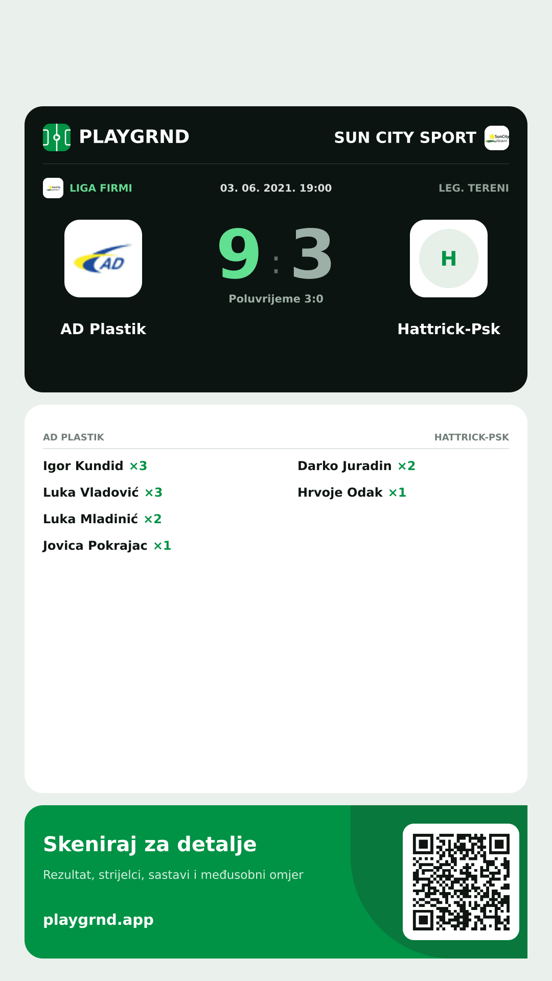 Story slika: AD Plastik 9:3 Hattrick-Psk