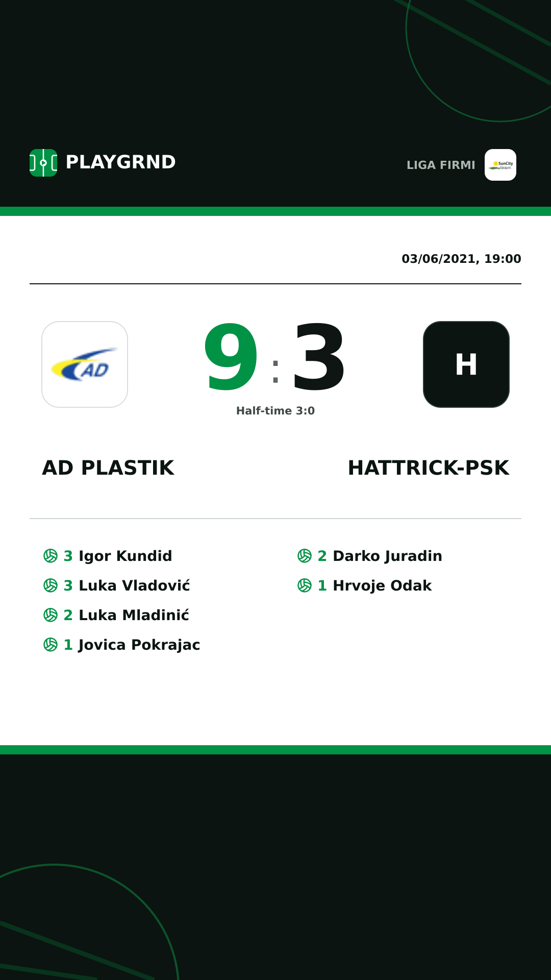 Instagram artwork: AD Plastik 9:3 Hattrick-Psk