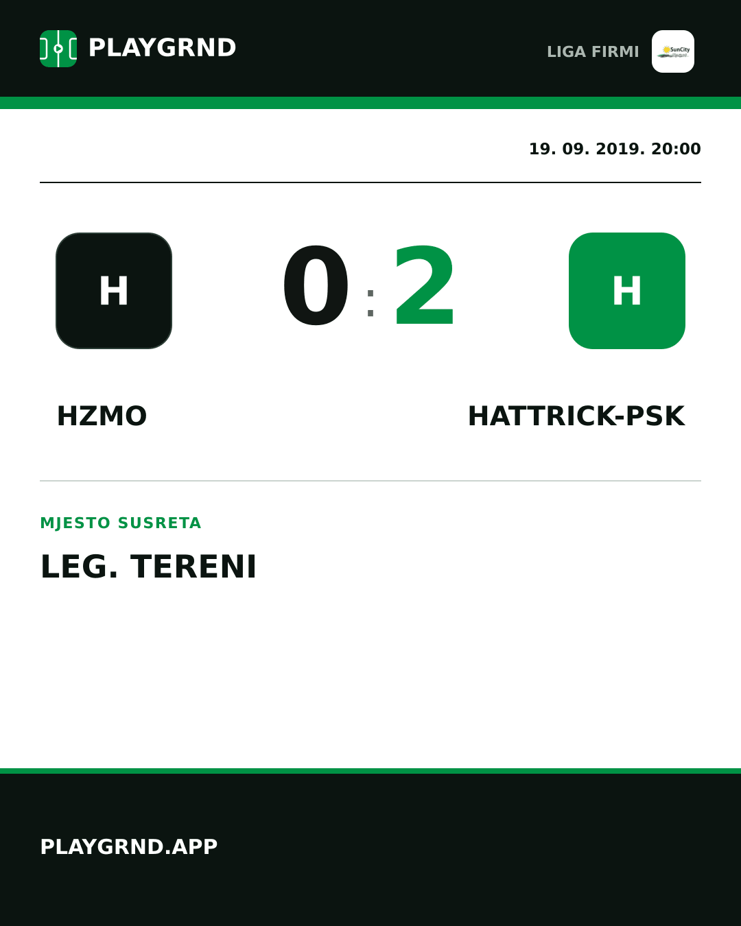 Instagram slika: Hzmo 0:2 Hattrick-Psk