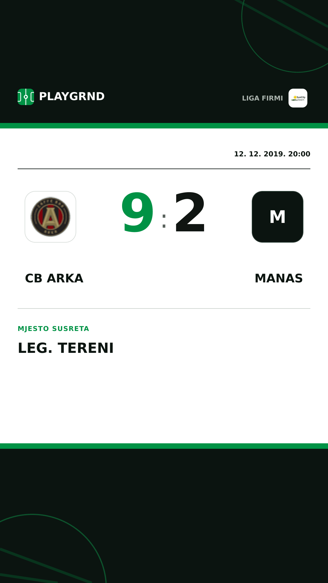 Instagram slika: CB Arka 9:2 Manas