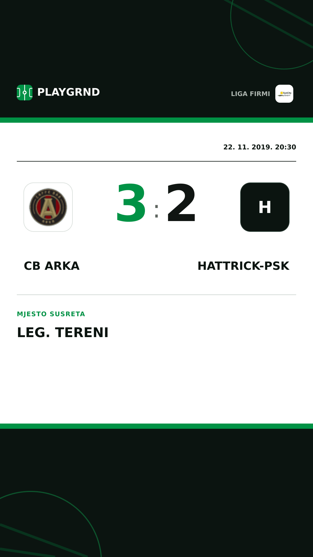Instagram slika: CB Arka 3:2 Hattrick-Psk