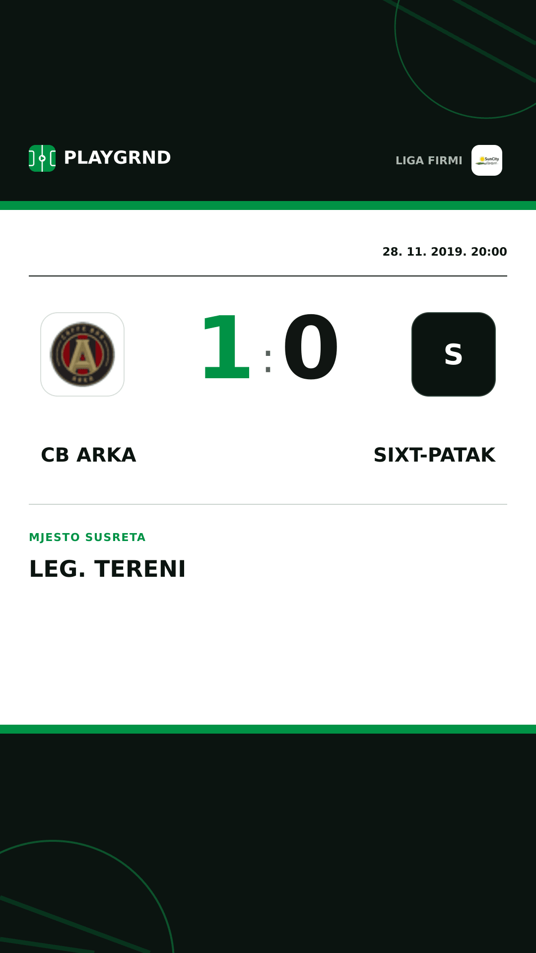 Instagram slika: CB Arka 1:0 Sixt-Patak