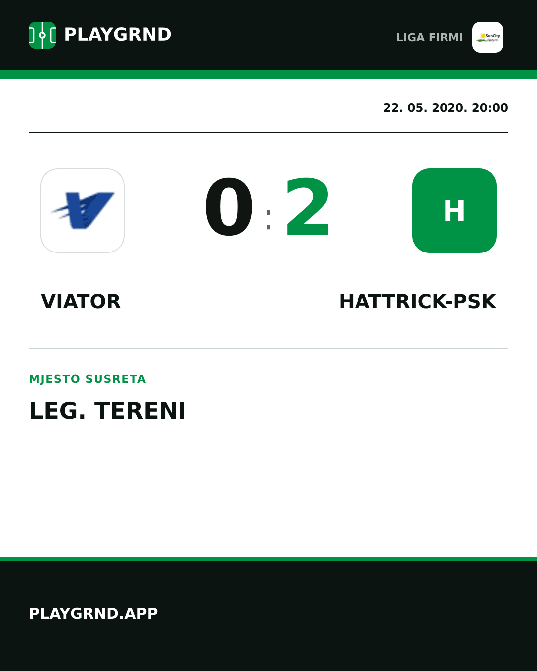 Instagram slika: Viator 0:2 Hattrick-Psk