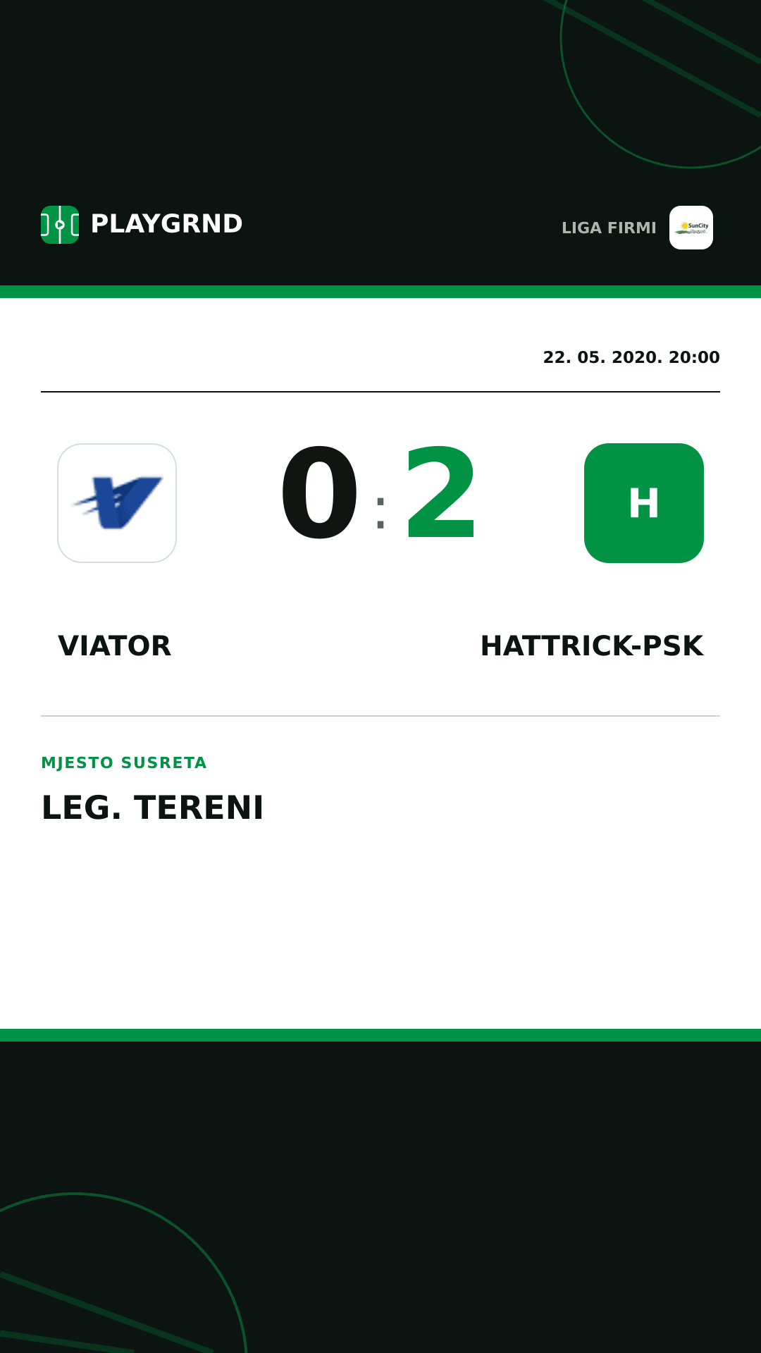 Instagram slika: Viator 0:2 Hattrick-Psk