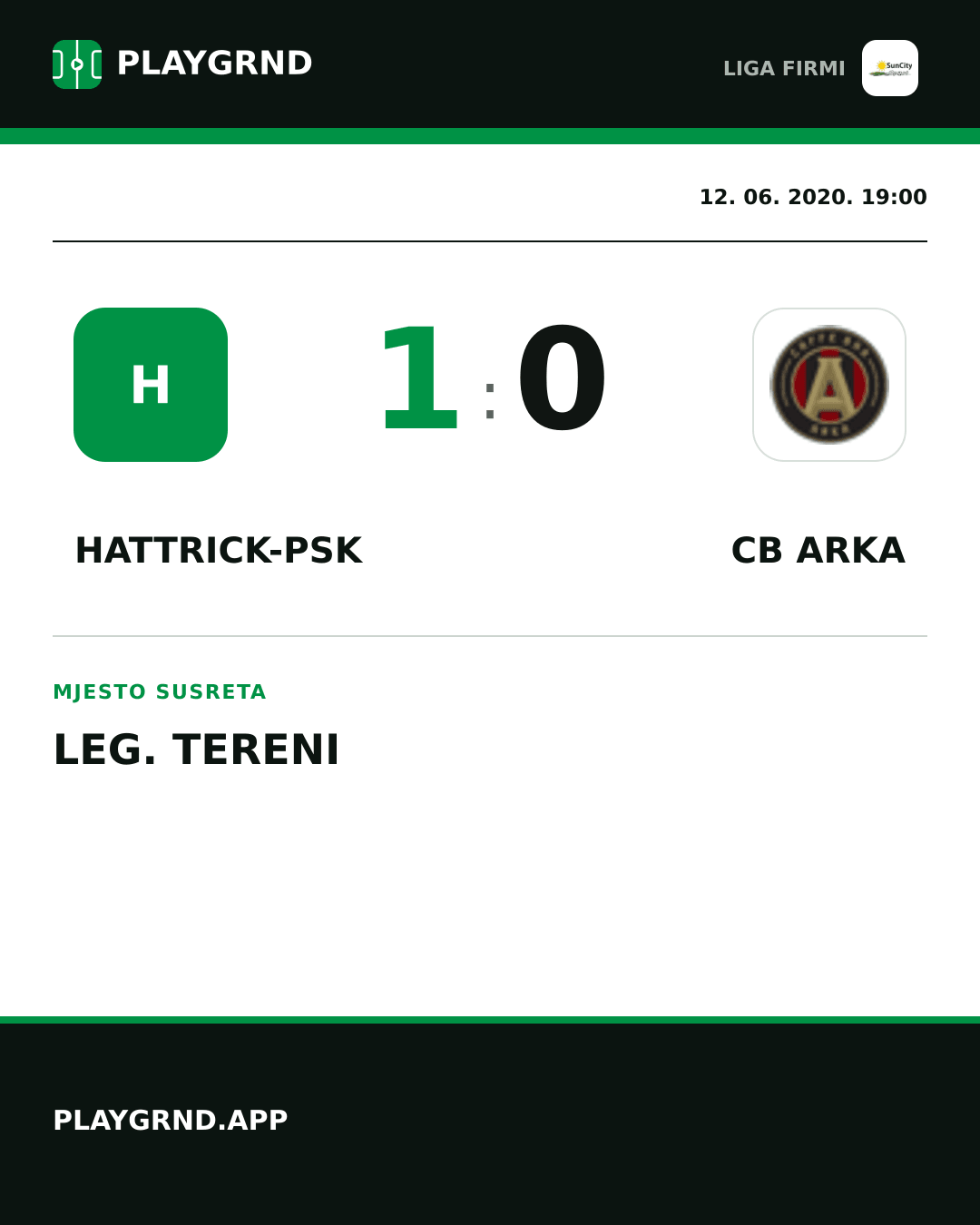 Instagram slika: Hattrick-Psk 1:0 CB Arka
