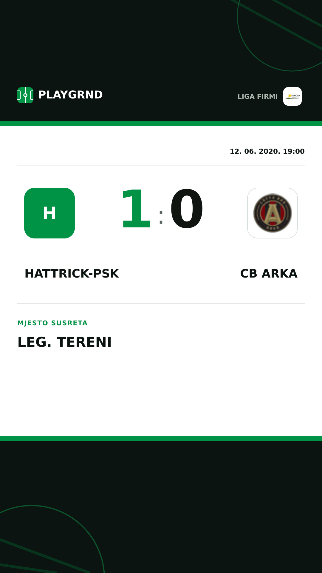 Instagram slika: Hattrick-Psk 1:0 CB Arka