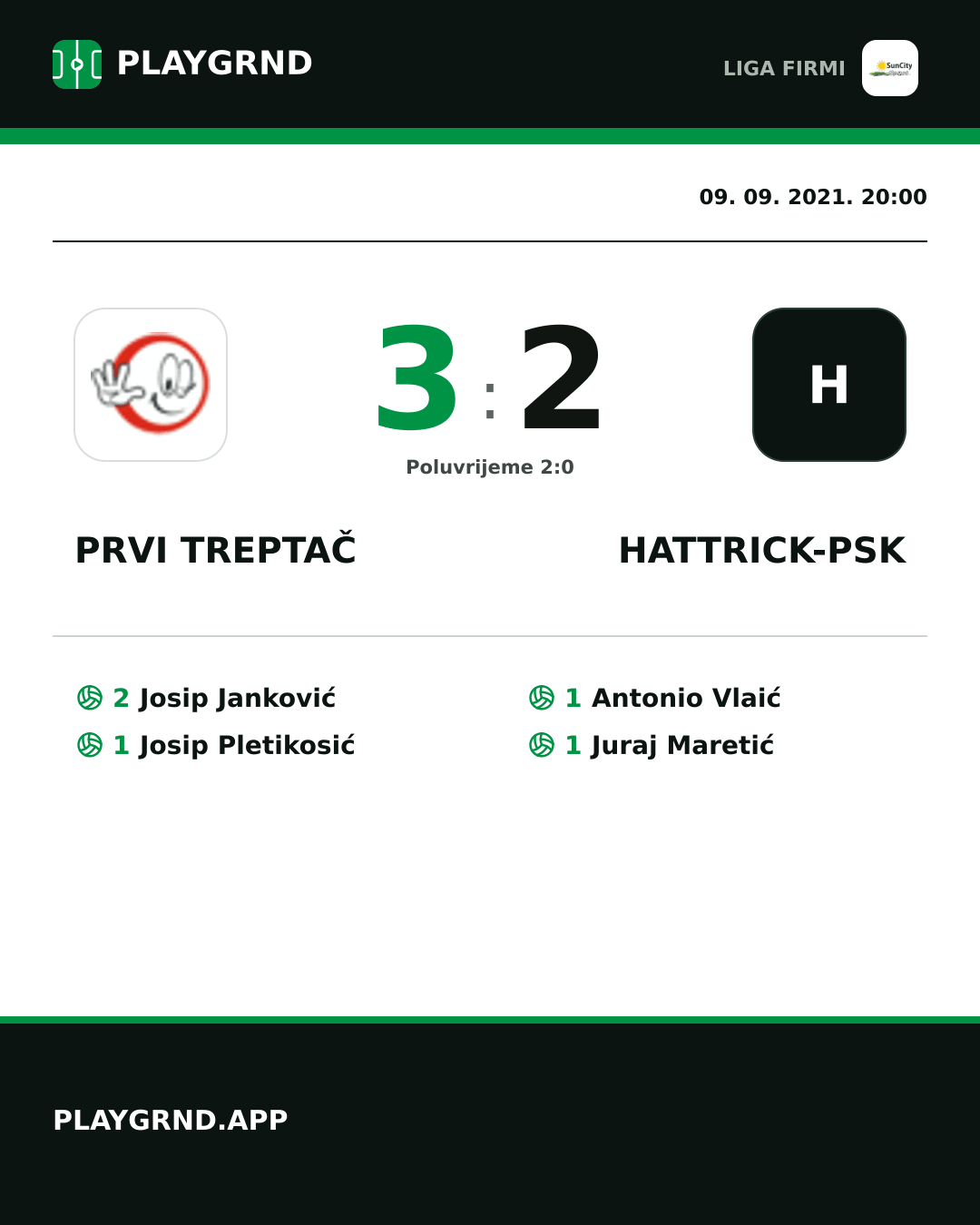 Instagram slika: Prvi Treptač 3:2 Hattrick-Psk