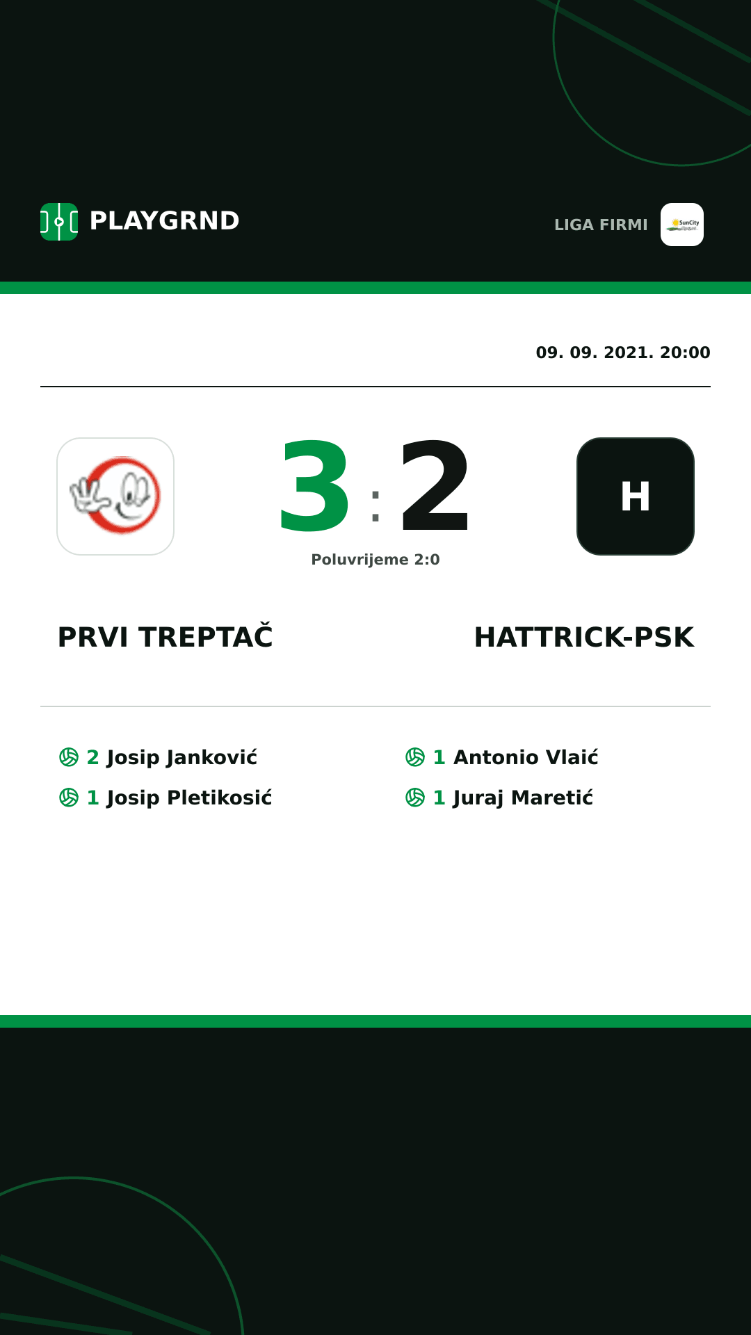 Instagram slika: Prvi Treptač 3:2 Hattrick-Psk