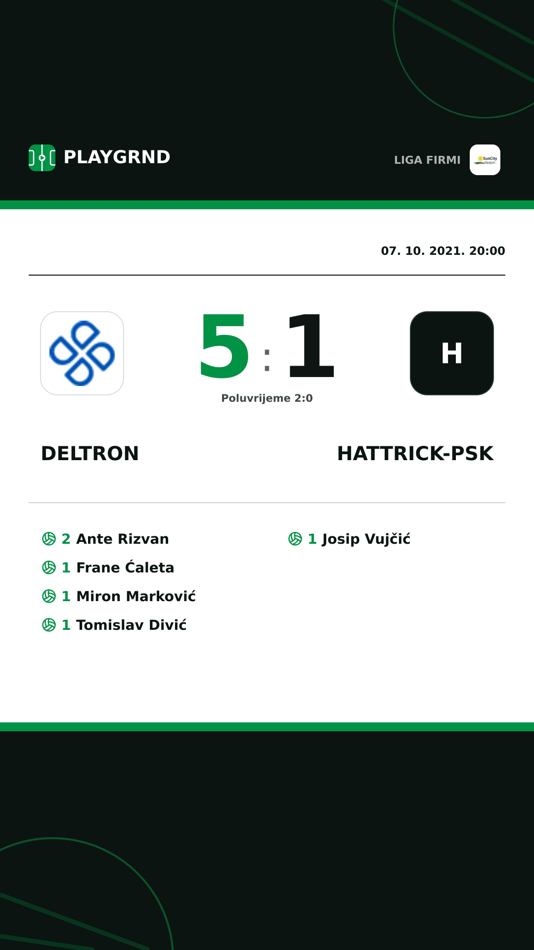 Instagram slika: Deltron 5:1 Hattrick-Psk