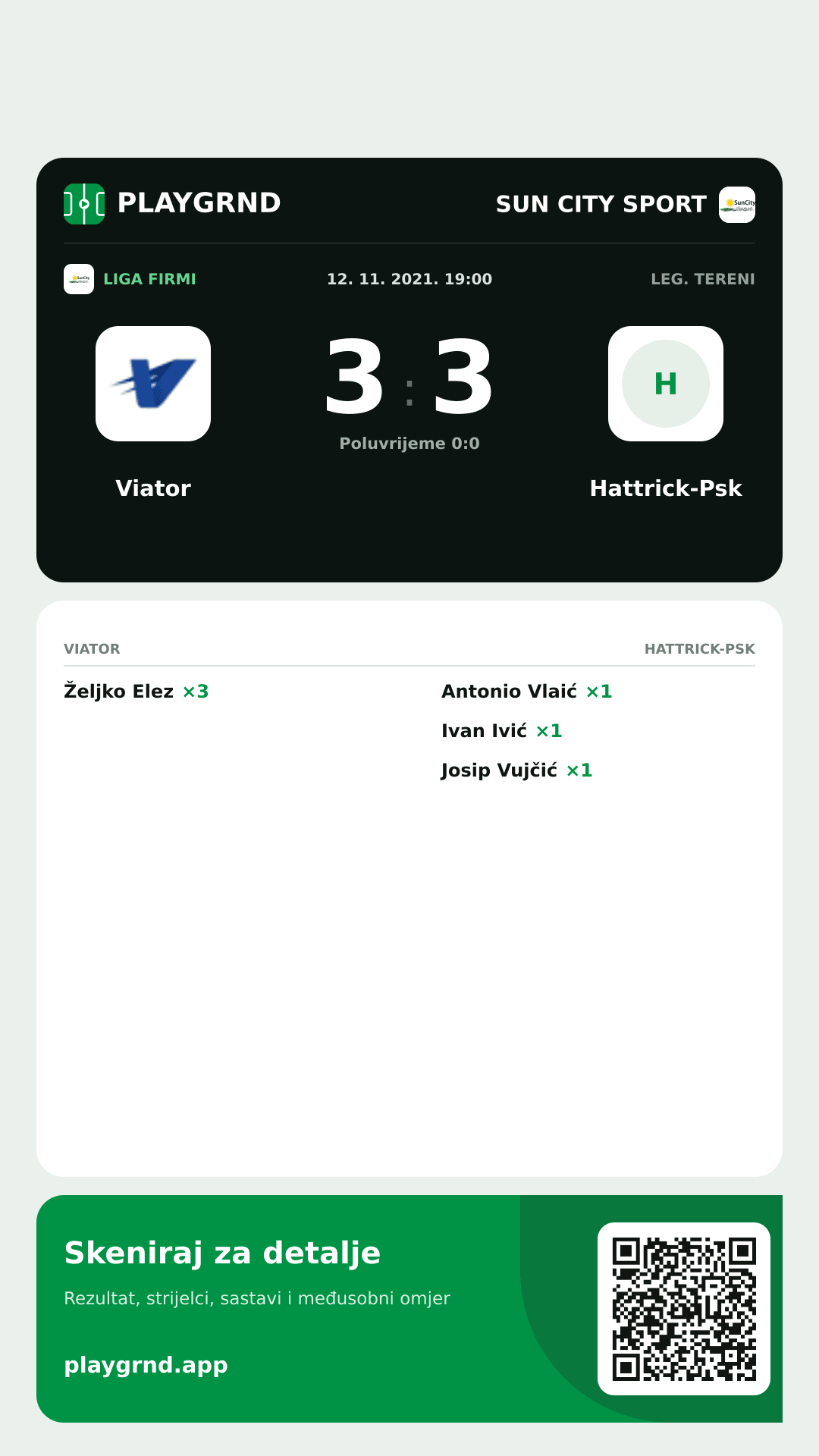 Story image: Viator 3:3 Hattrick-Psk