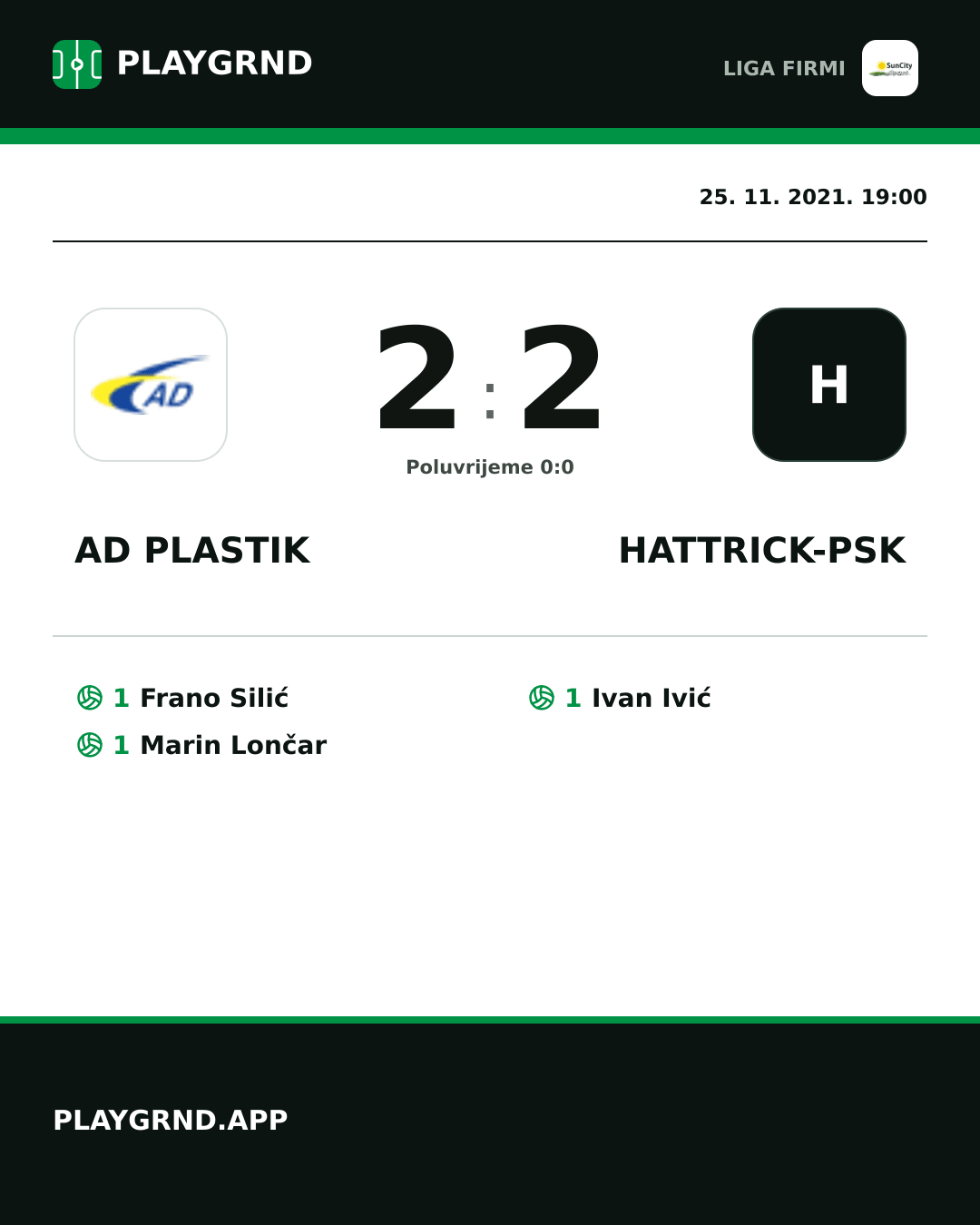 Instagram slika: AD Plastik 2:2 Hattrick-Psk