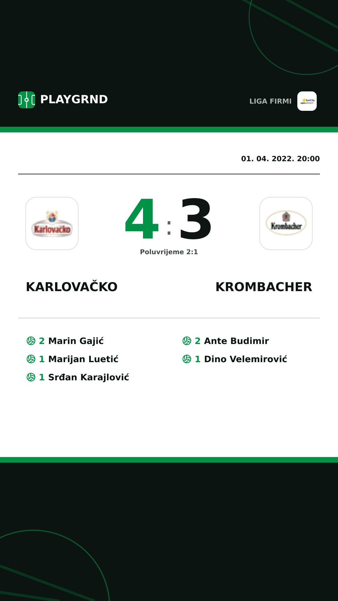 Instagram slika: Karlovačko 4:3 Krombacher