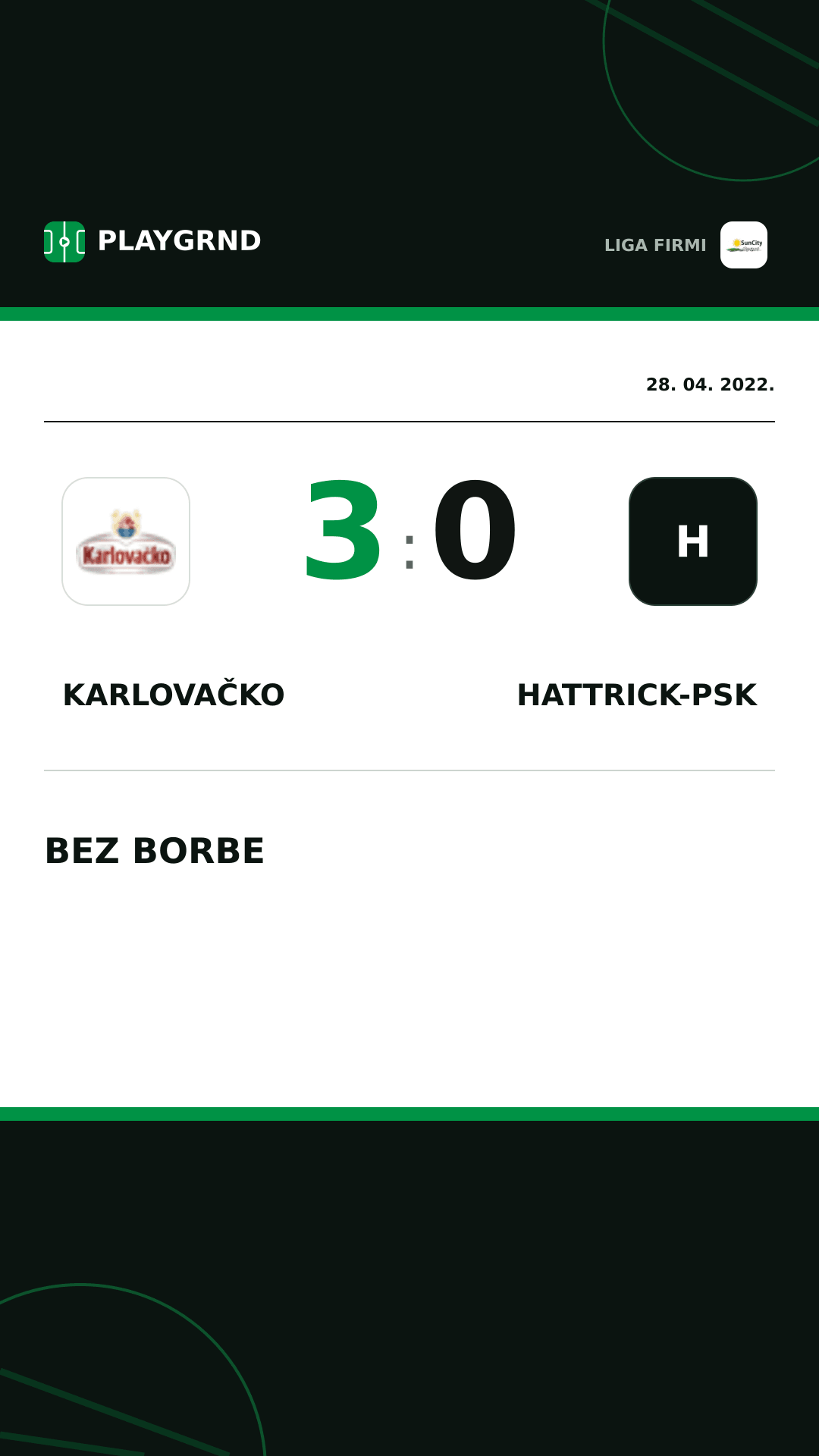 Instagram slika: Karlovačko 3:0 Hattrick-Psk