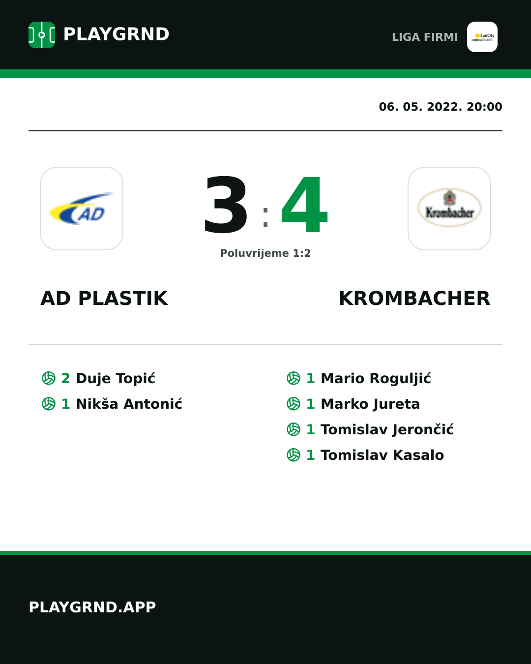 Instagram slika: AD Plastik 3:4 Krombacher