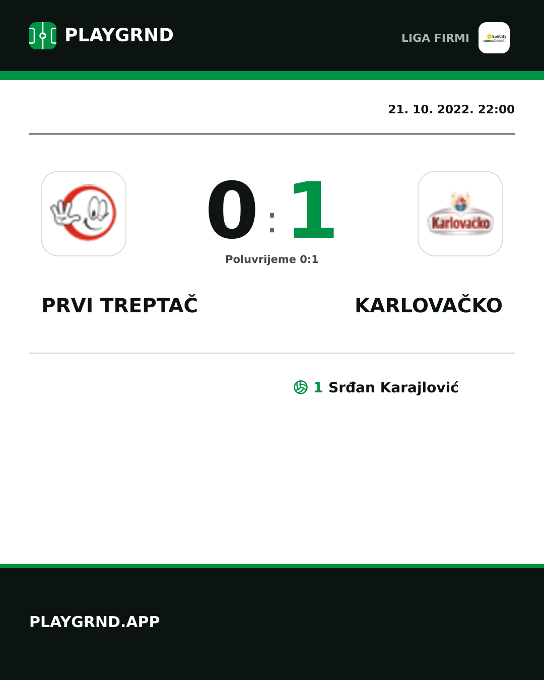 Instagram slika: Prvi Treptač 0:1 Karlovačko
