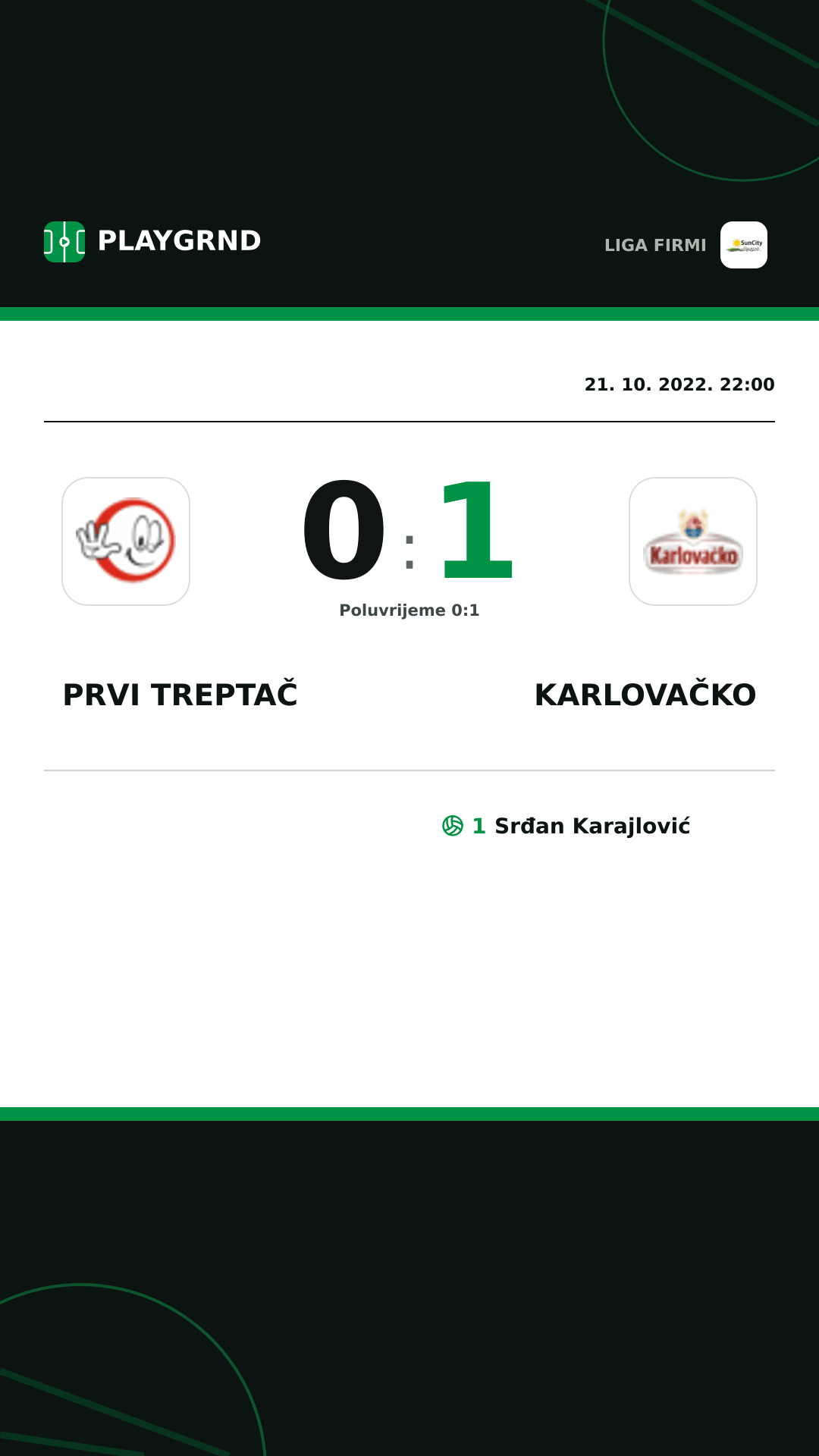 Instagram slika: Prvi Treptač 0:1 Karlovačko