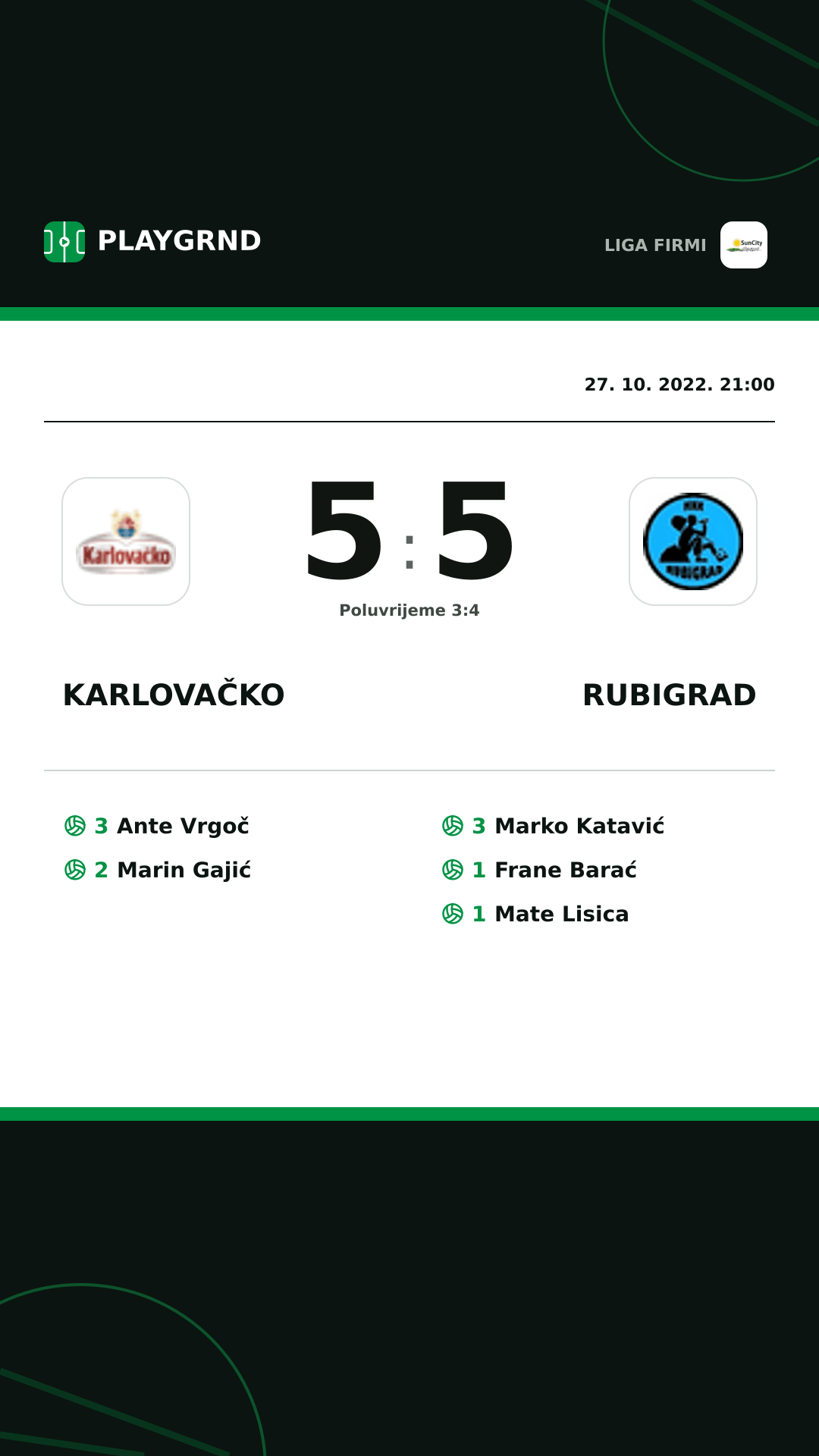 Instagram slika: Karlovačko 5:5 Rubigrad