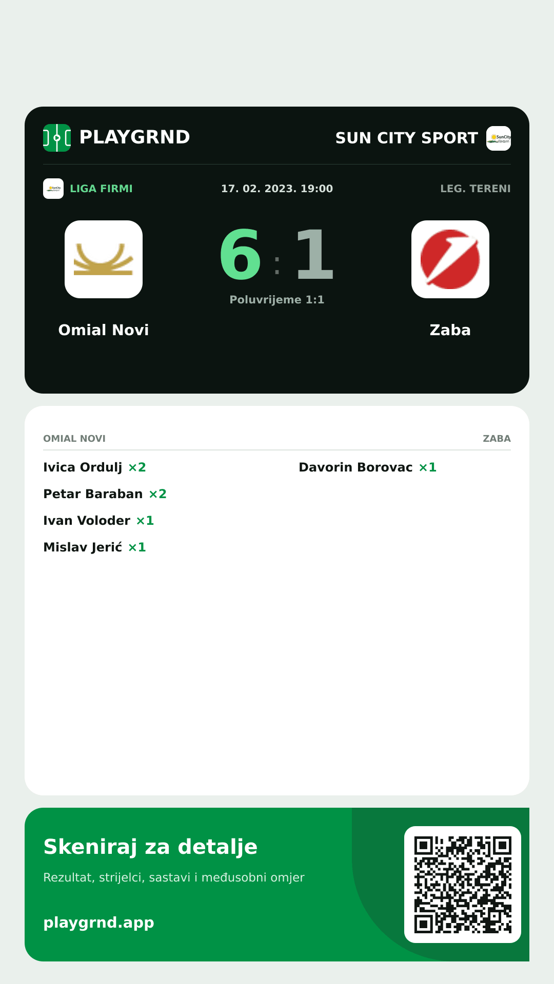 Story slika: Omial Novi 6:1 Zaba