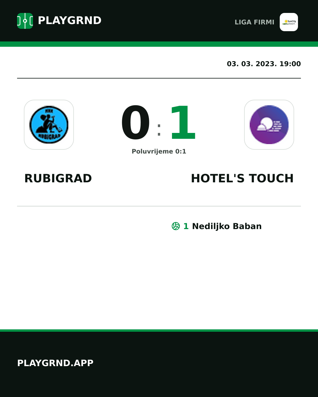Instagram slika: Rubigrad 0:1 Hotel's Touch