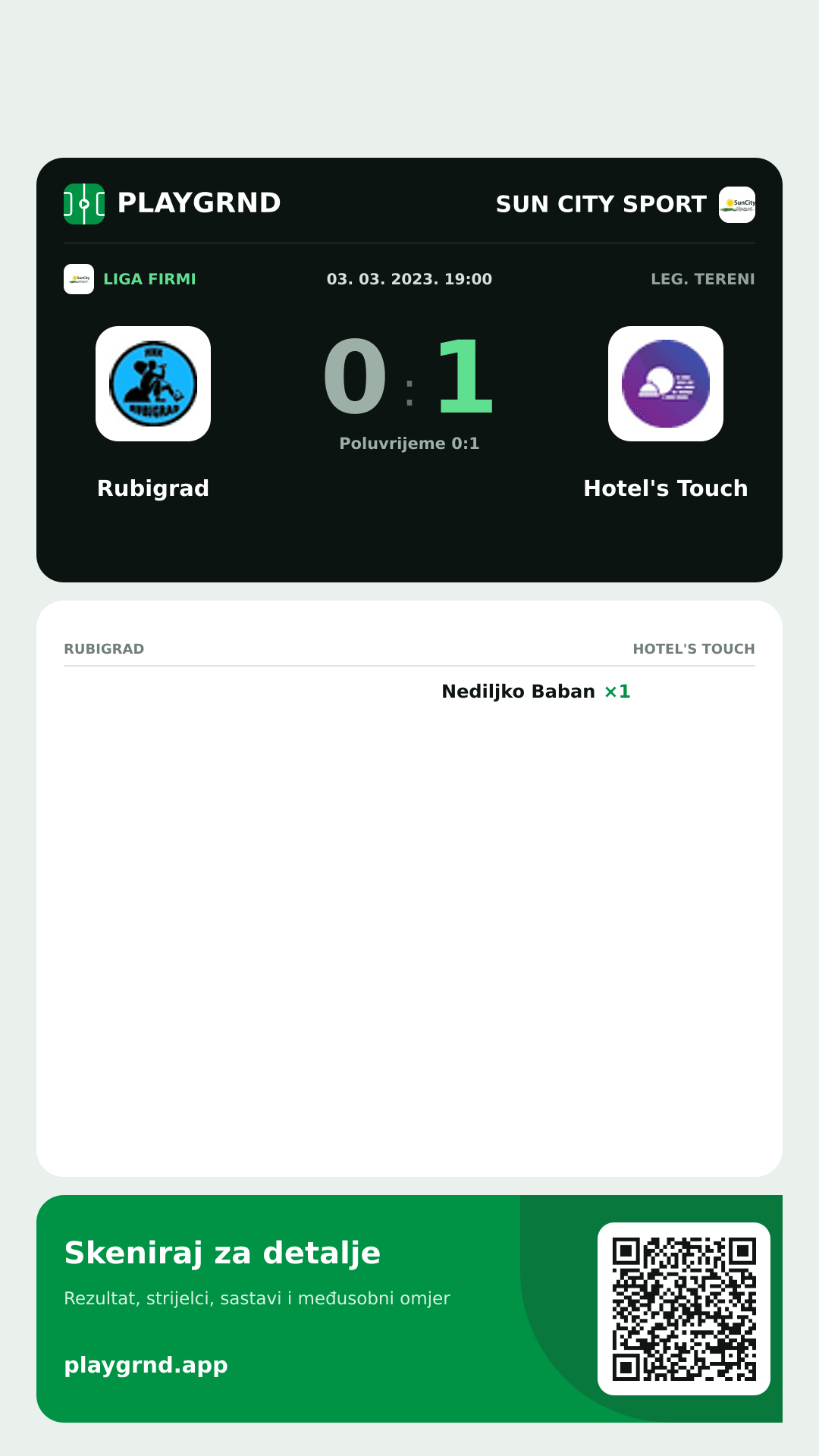 Story slika: Rubigrad 0:1 Hotel's Touch