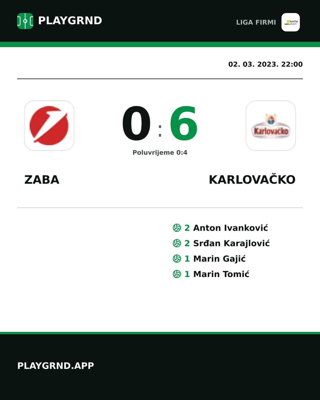 Instagram slika: Zaba 0:6 Karlovačko
