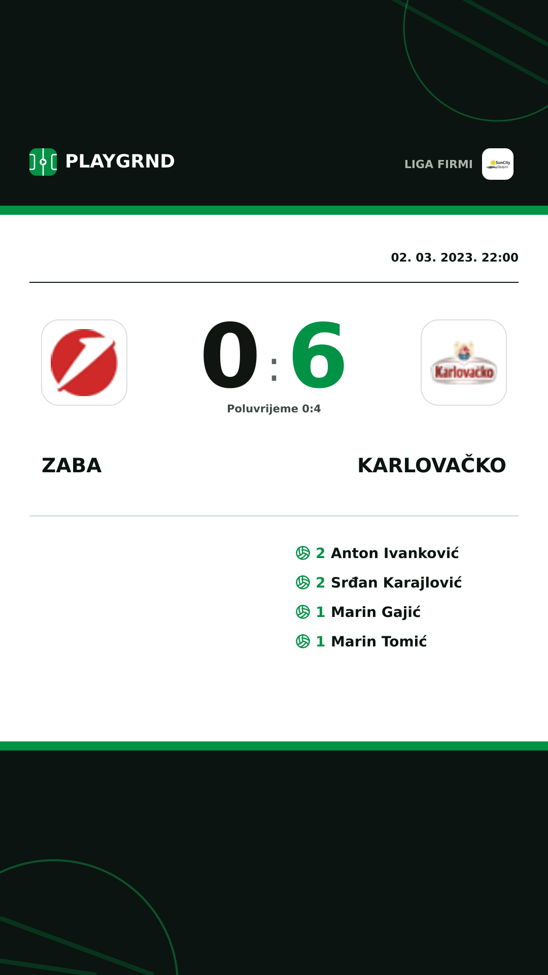 Instagram slika: Zaba 0:6 Karlovačko