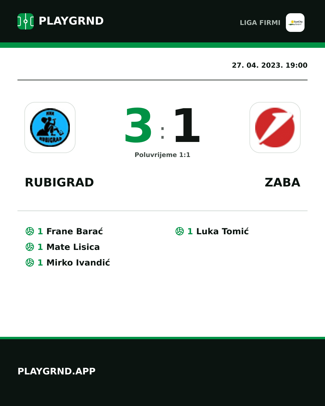 Instagram slika: Rubigrad 3:1 Zaba