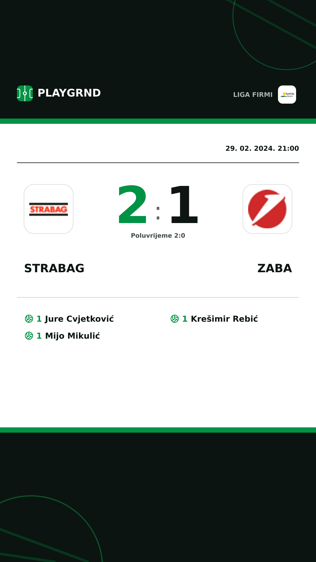 Instagram slika: Strabag 2:1 Zaba