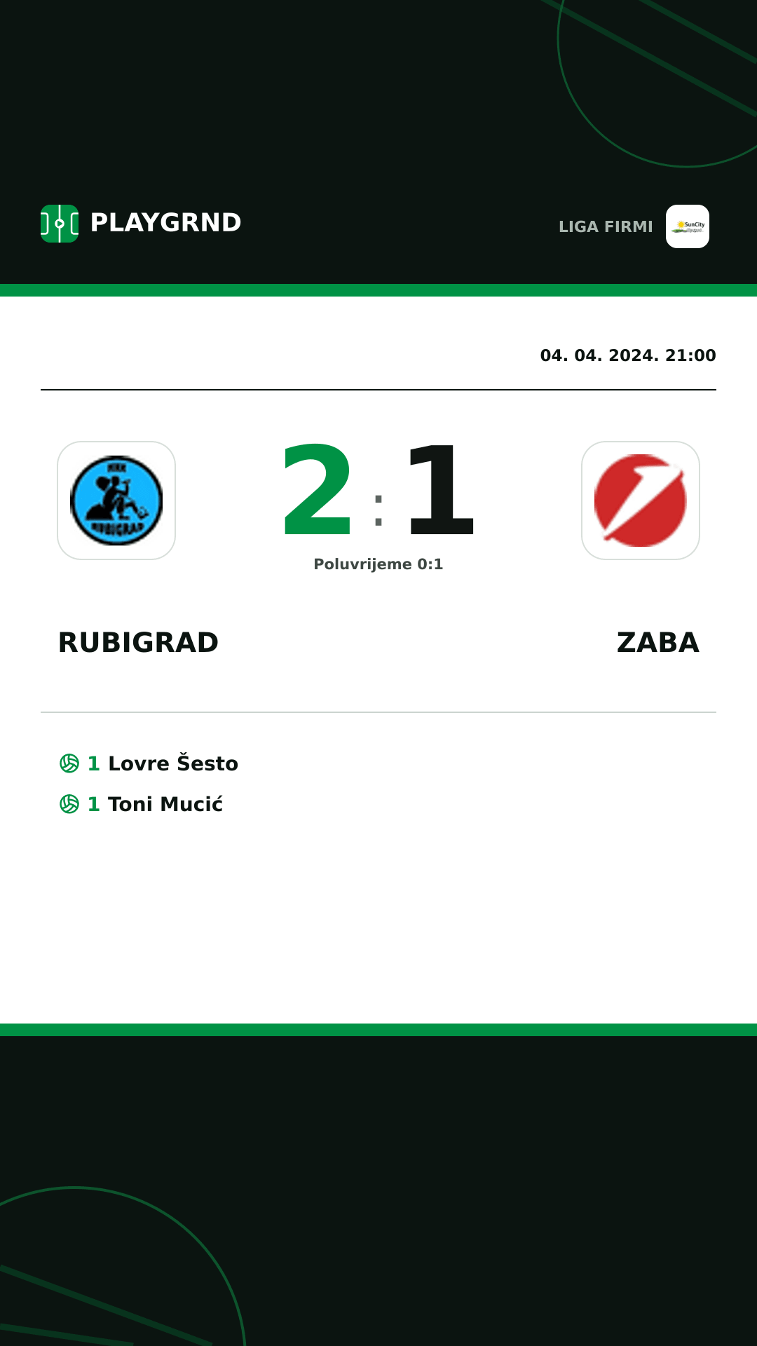 Instagram slika: Rubigrad 2:1 Zaba