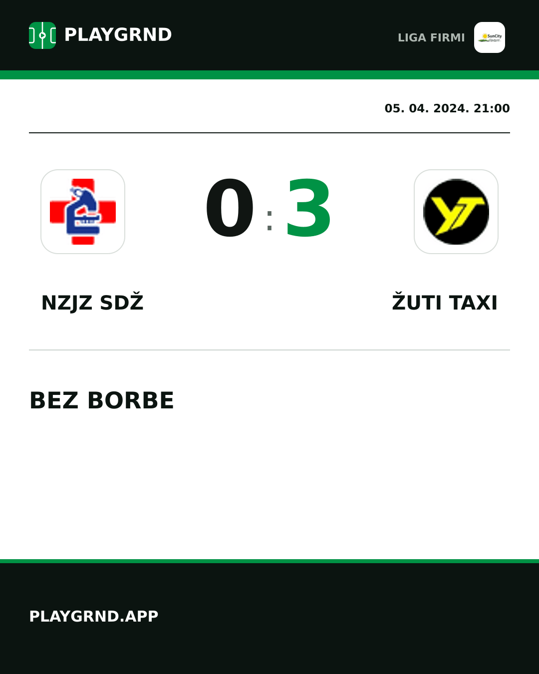 Instagram slika: Nzjz Sdž 0:3 Žuti Taxi