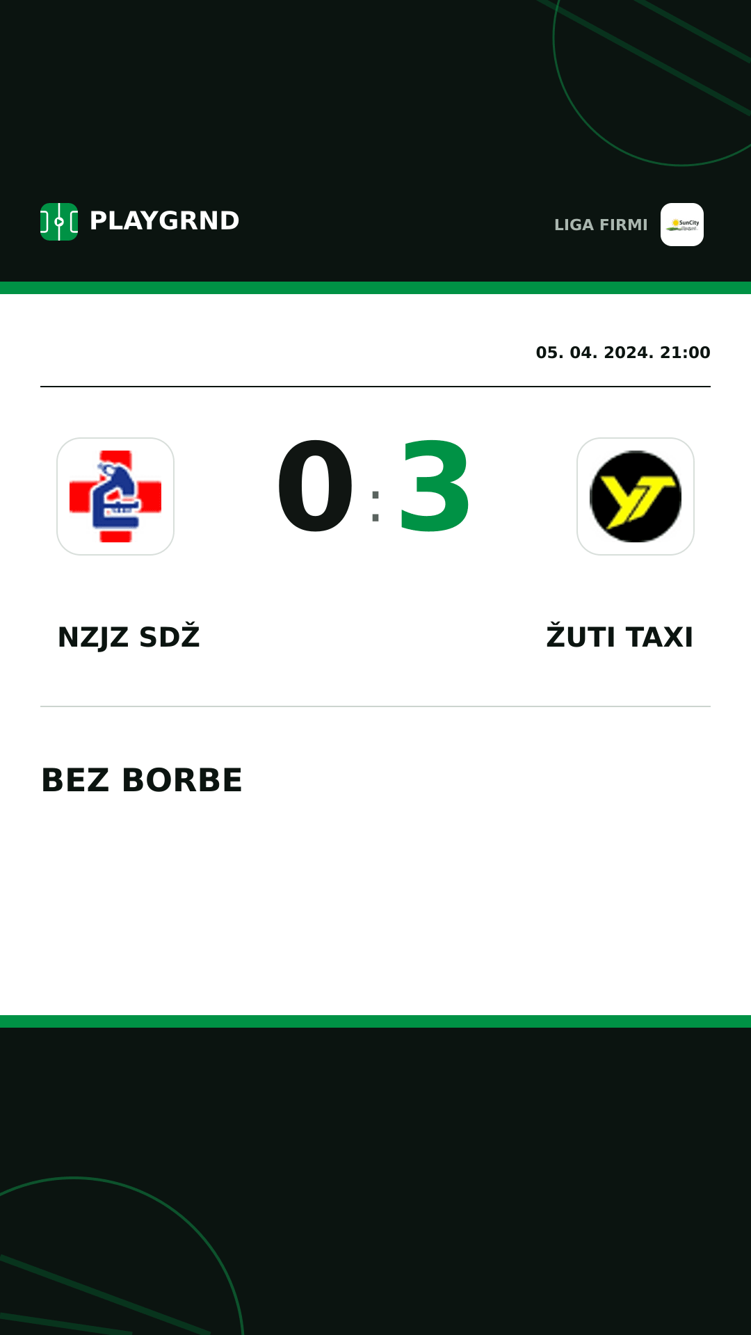 Instagram slika: Nzjz Sdž 0:3 Žuti Taxi